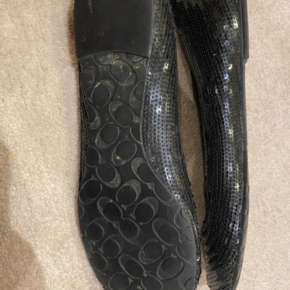 Coach black leather with sequin flats size 10 - Picture 4 of 7